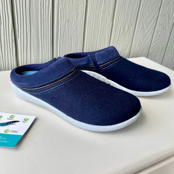 Revitalign Eden Wool Suede Orthopedic Slip-On Clog Navy Grey SZ 9B NWOB - Picture 5 of 12